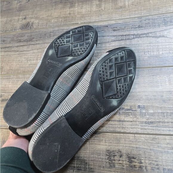 Aerosoles Ballet Flats Plaid Black White Red Size US 9 Bow - Picture 8 of 10